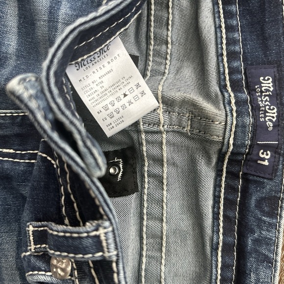 Miss Me Jeans 31x33 Bootcut Meshy Embellished Western Bling Y2K Cowgirl Whisker - Picture 11 of 12